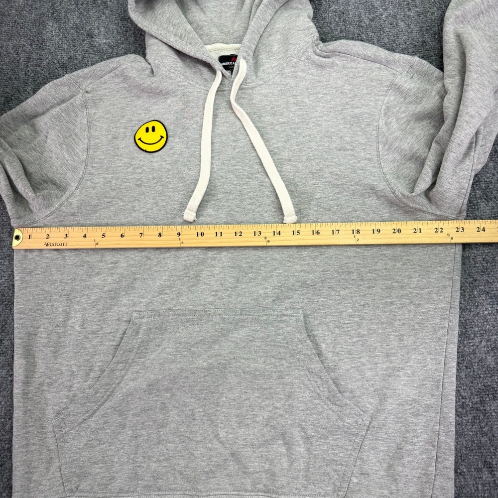 American Giant Hoodie Mens Large Grey Classic‎ Pullover Smiley Face Patch USA - Picture 10 of 14